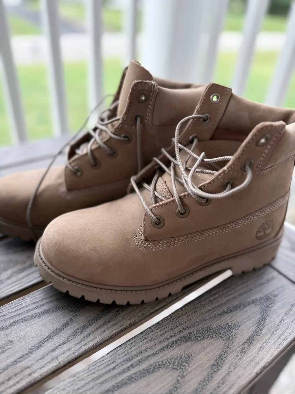 Timberland Kids Taupe Nubuck Lace-Up Boots